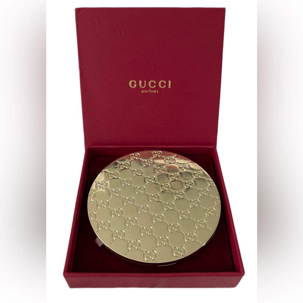 Gucci Parfums GWP GG Gold Compact Mirror With Box | NWOT